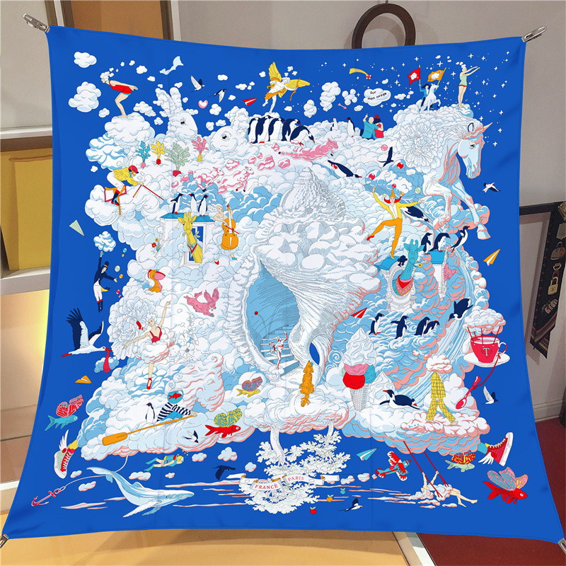 Silk Scarf Square - POBING Twill jedwabny szal kobiety europejski