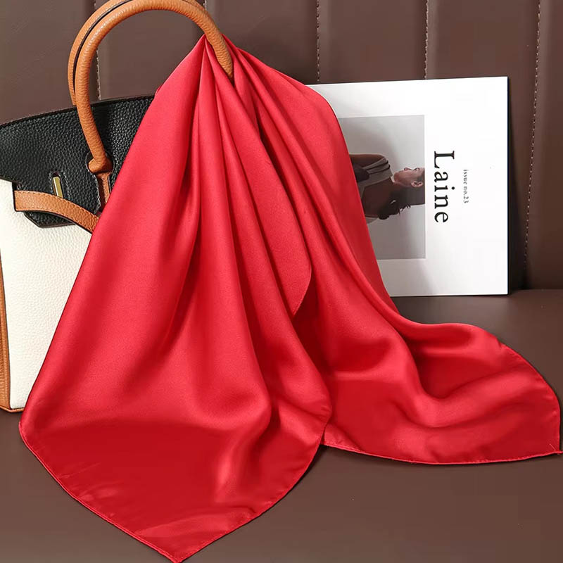 Silk Scarf Square - Luksusowa jednokolorowa jedwabna apaszka damska, miękka