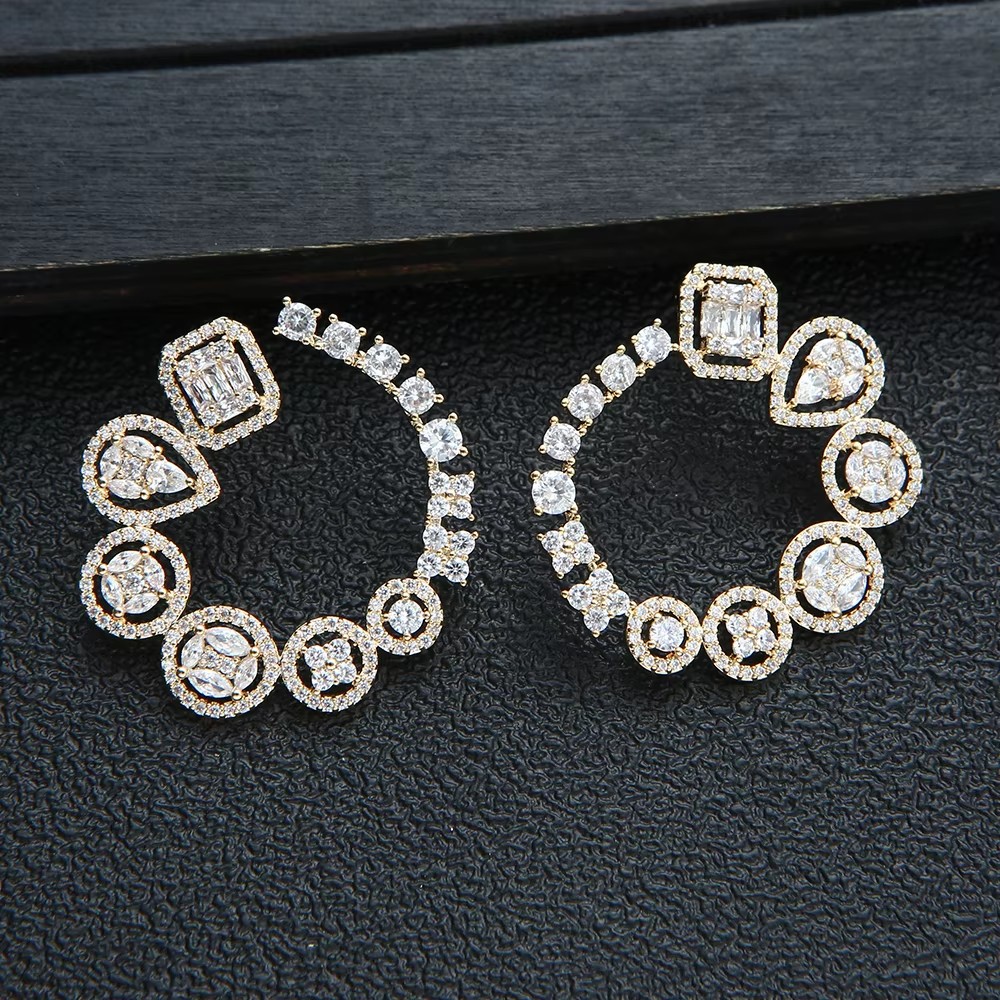 Women Accessories Dubai - Luksusowe Okrągłe Kolczyki Sztyfty Dla Kobiet