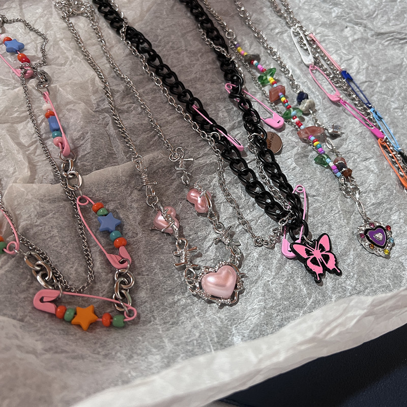 Vintage Y2k różowy koralik nas – Women'S Emo Accessories recenzja i cena